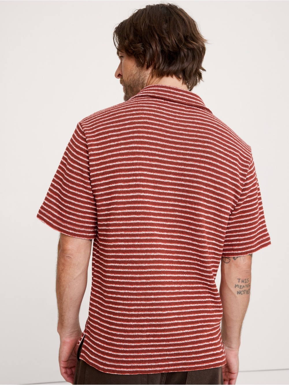 Banana Republic Red and White Striped Polo Shirt - Picture 3 of 4